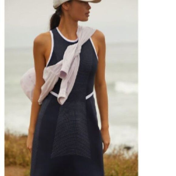 Sweaty Betty Interval Gym Tennis Seamless Dress Medium Navy Blue - Picture 5 of 14